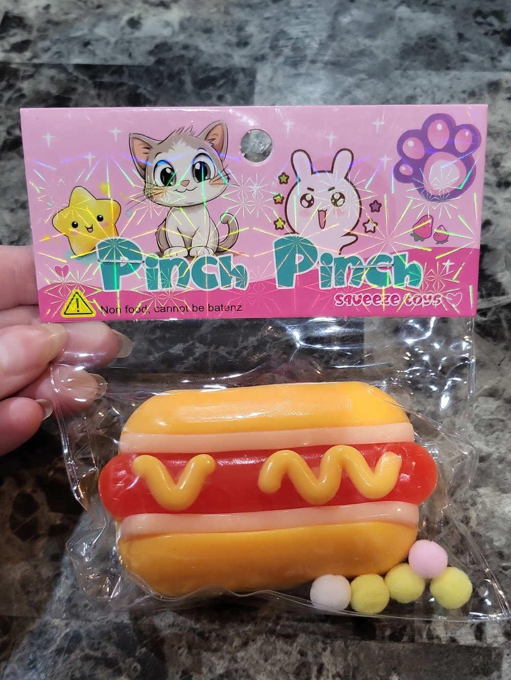 Pinch Pinch Hot Dog Squishy Toy